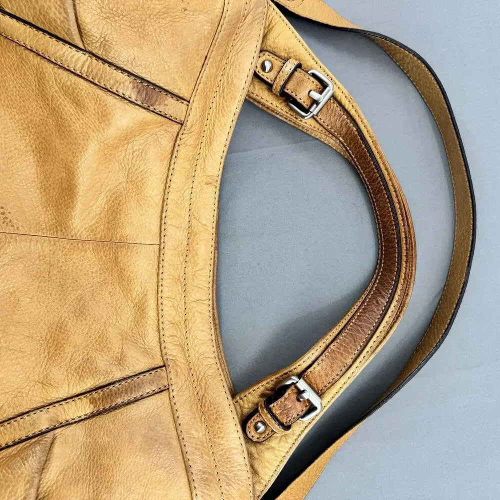 B. Makowsky Mustard Yellow Butter Soft Genuine Leather Satchel Purse